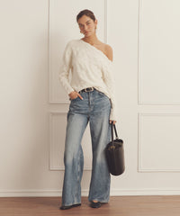 Super Luxe Cashmere Cable Off the Shoulder Top