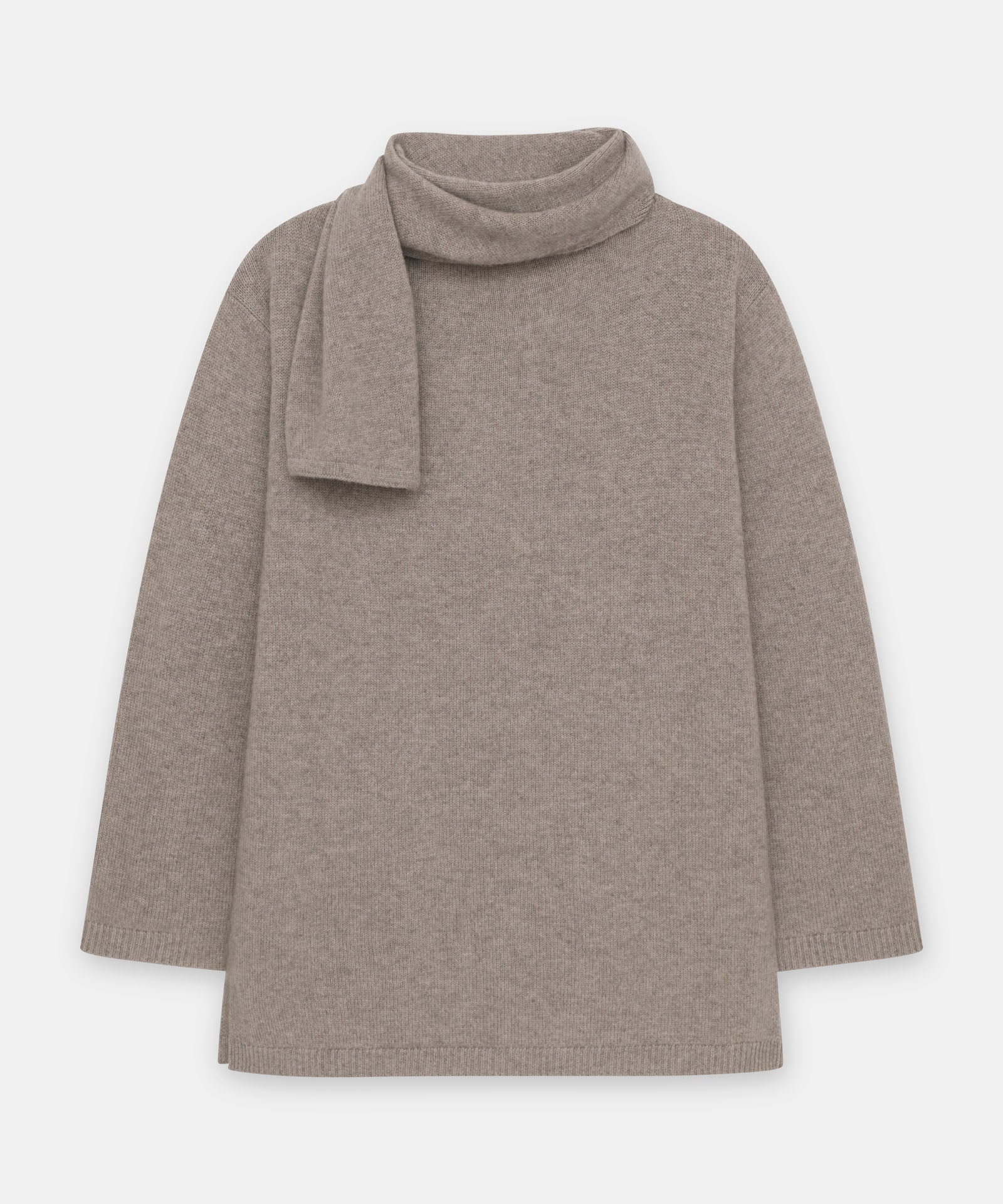 Luxe Cashmere Asymmetrical Turtleneck with Scarf