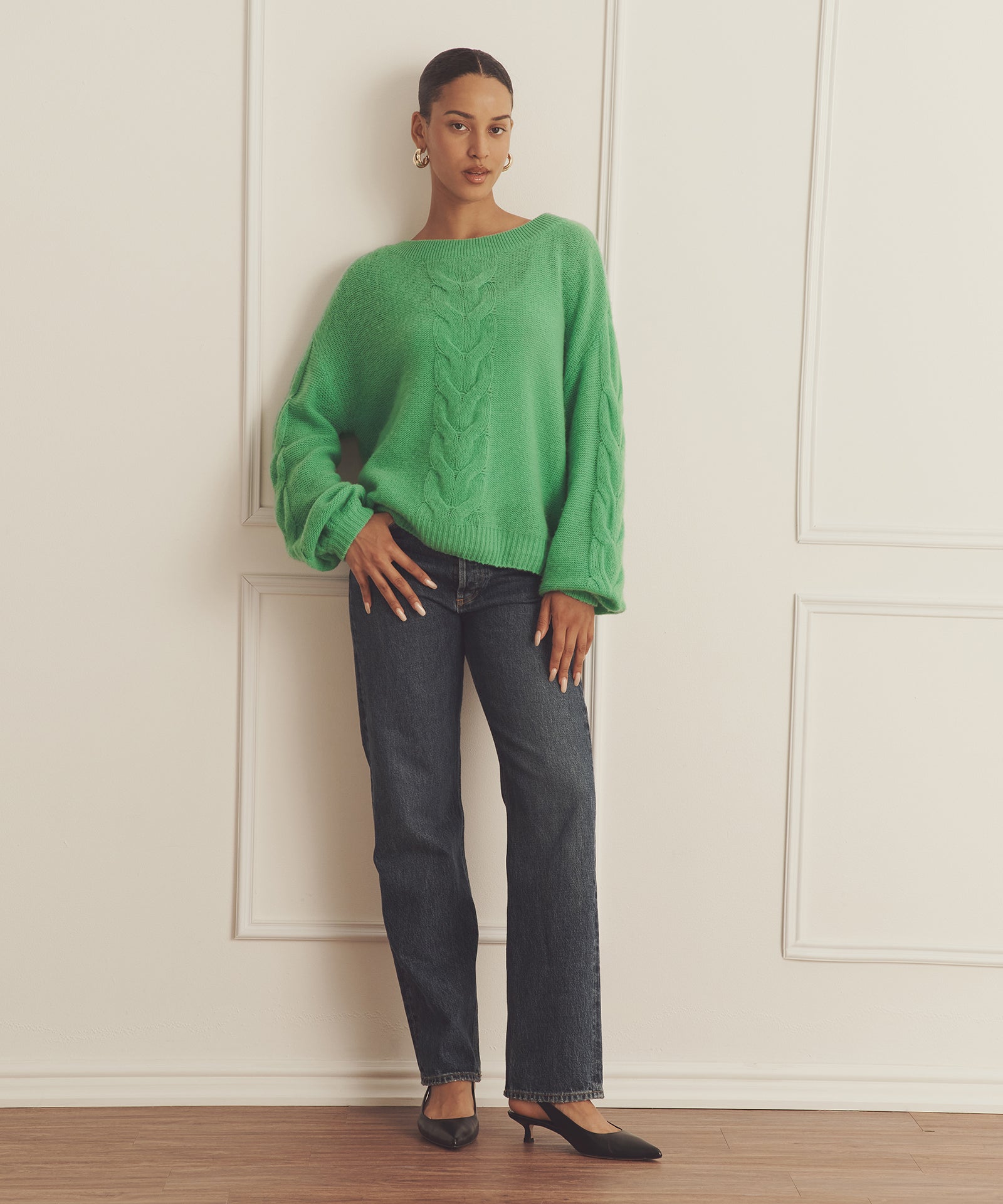 Novelty Cashmere Airy Cable Crew