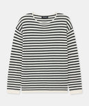 Fancy Cashmere Striped Relaxed Crewneck