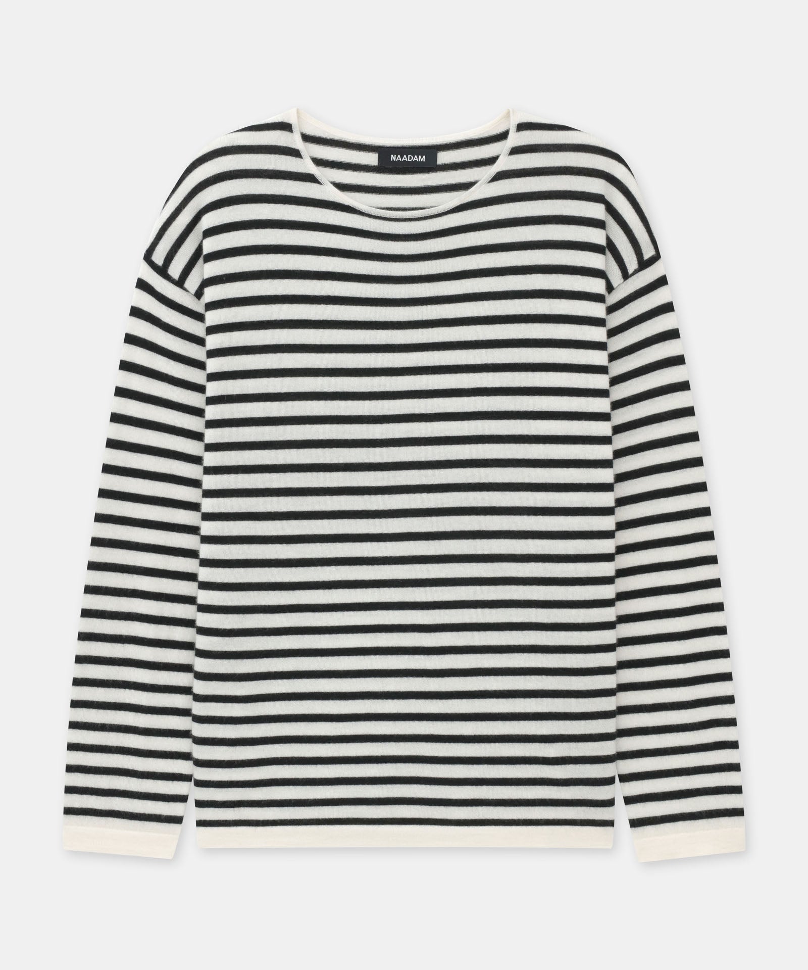 Fancy Cashmere Striped Relaxed Crewneck