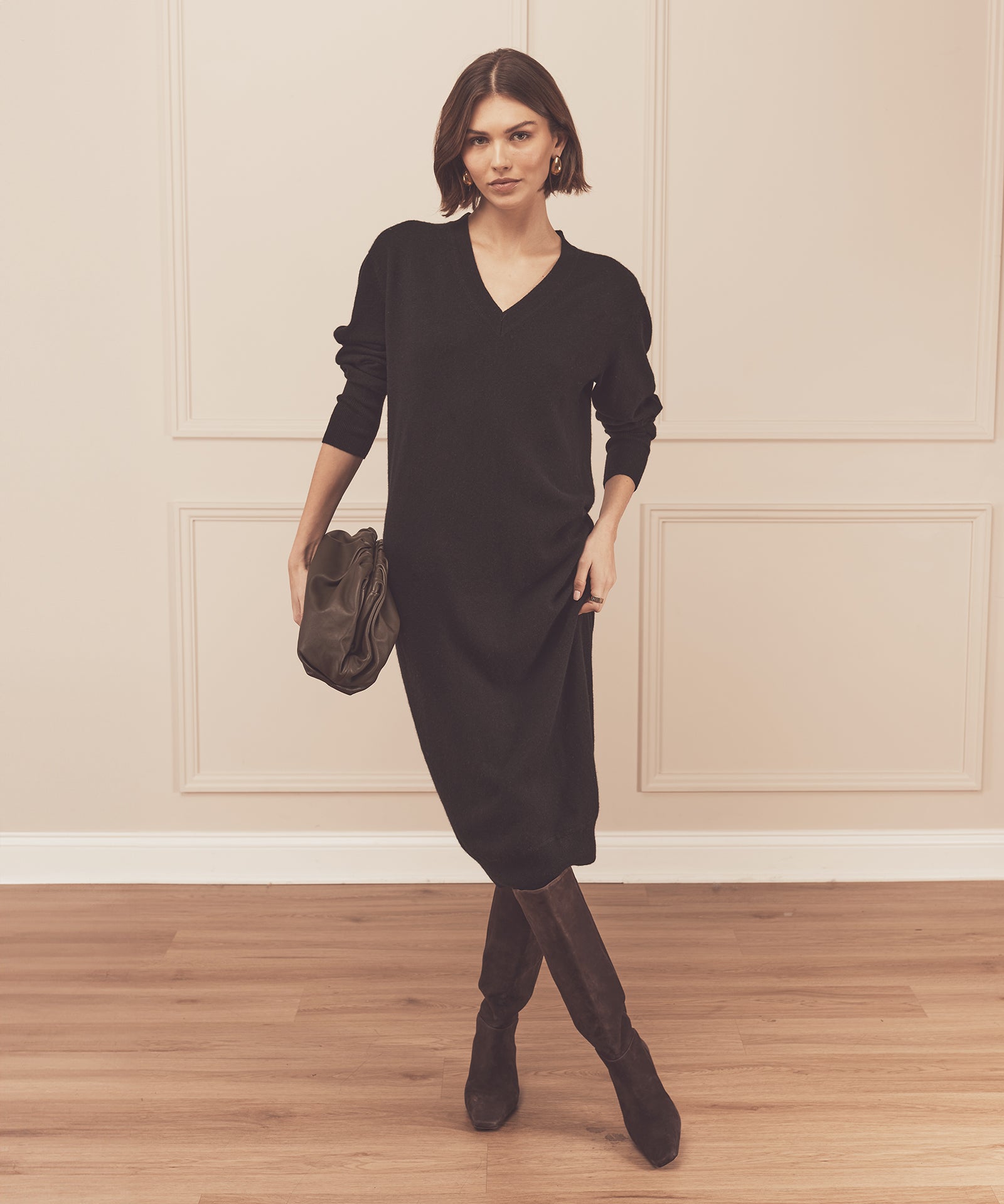 Signature Cashmere V-Neck Dress