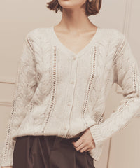 Wool Cashmere Statement Cable Cardigan