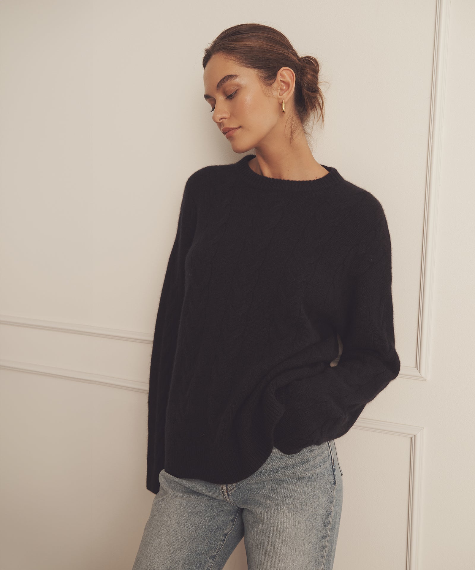 Luxe Cashmere Cable Crewneck