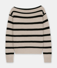 Luxe Cashmere Striped Boatneck