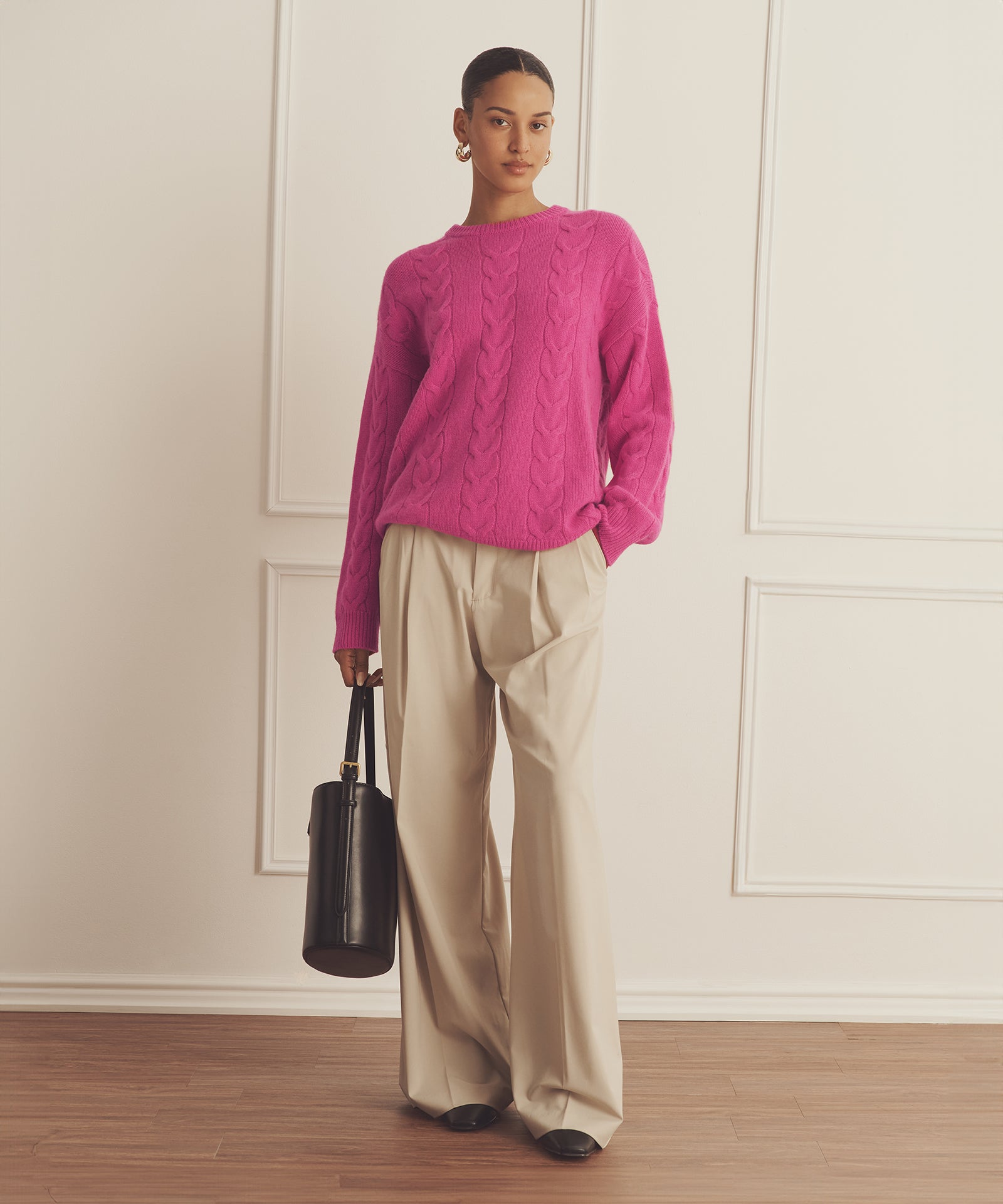 Luxe Cashmere Cable Crewneck