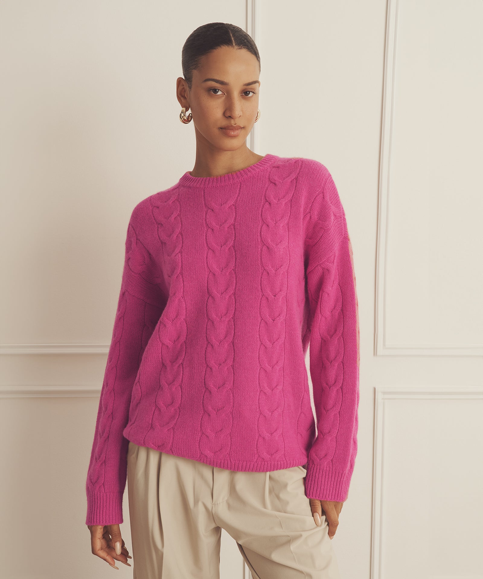 Luxe Cashmere Cable Crewneck