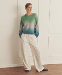 Novelty Cashmere Dip Dye Cable Crew