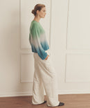 Novelty Cashmere Dip Dye Cable Crew