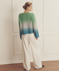 Novelty Cashmere Dip Dye Cable Crew