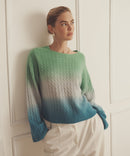 Novelty Cashmere Dip Dye Cable Crew