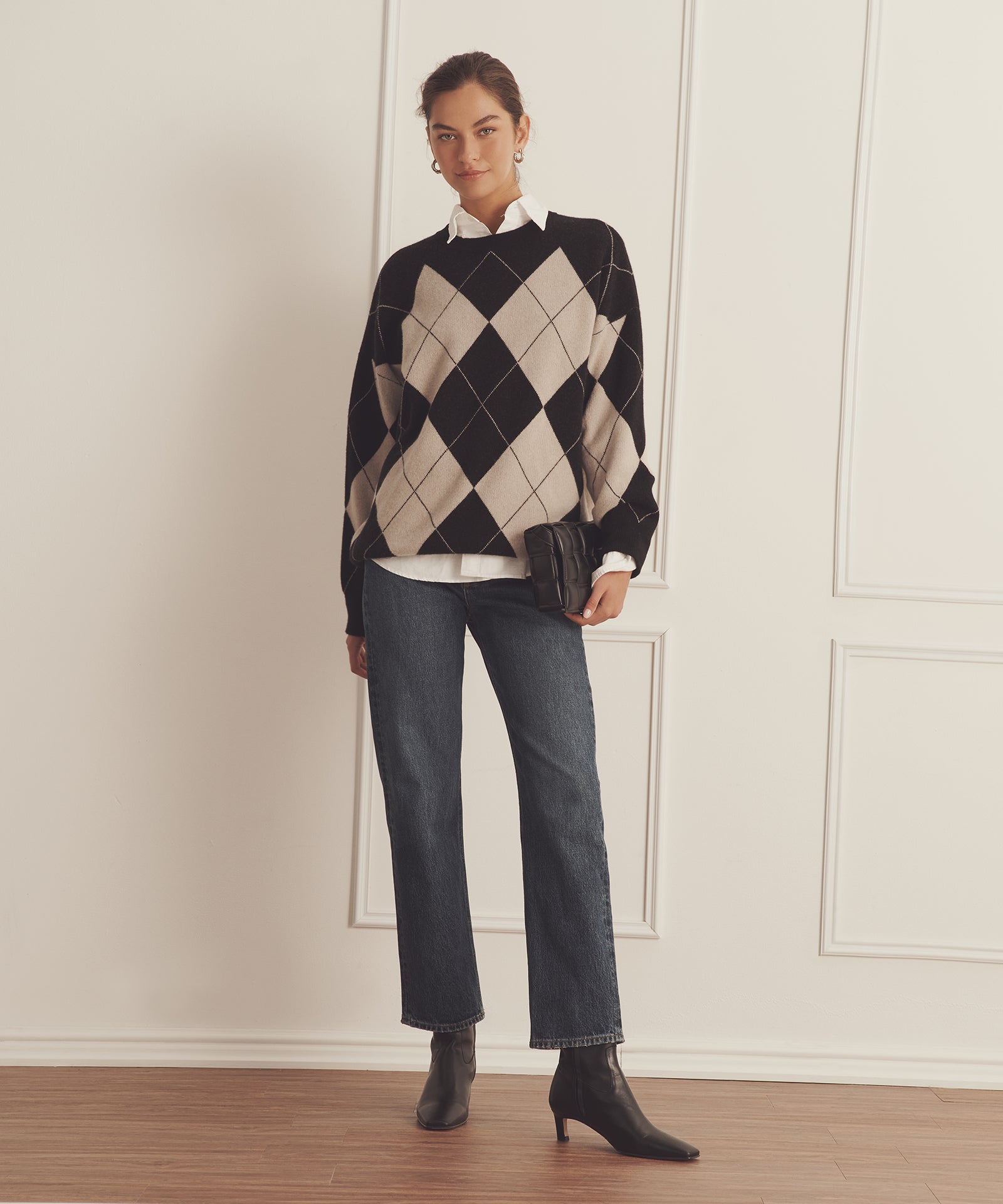 Luxe Cashmere Argyle Crewneck