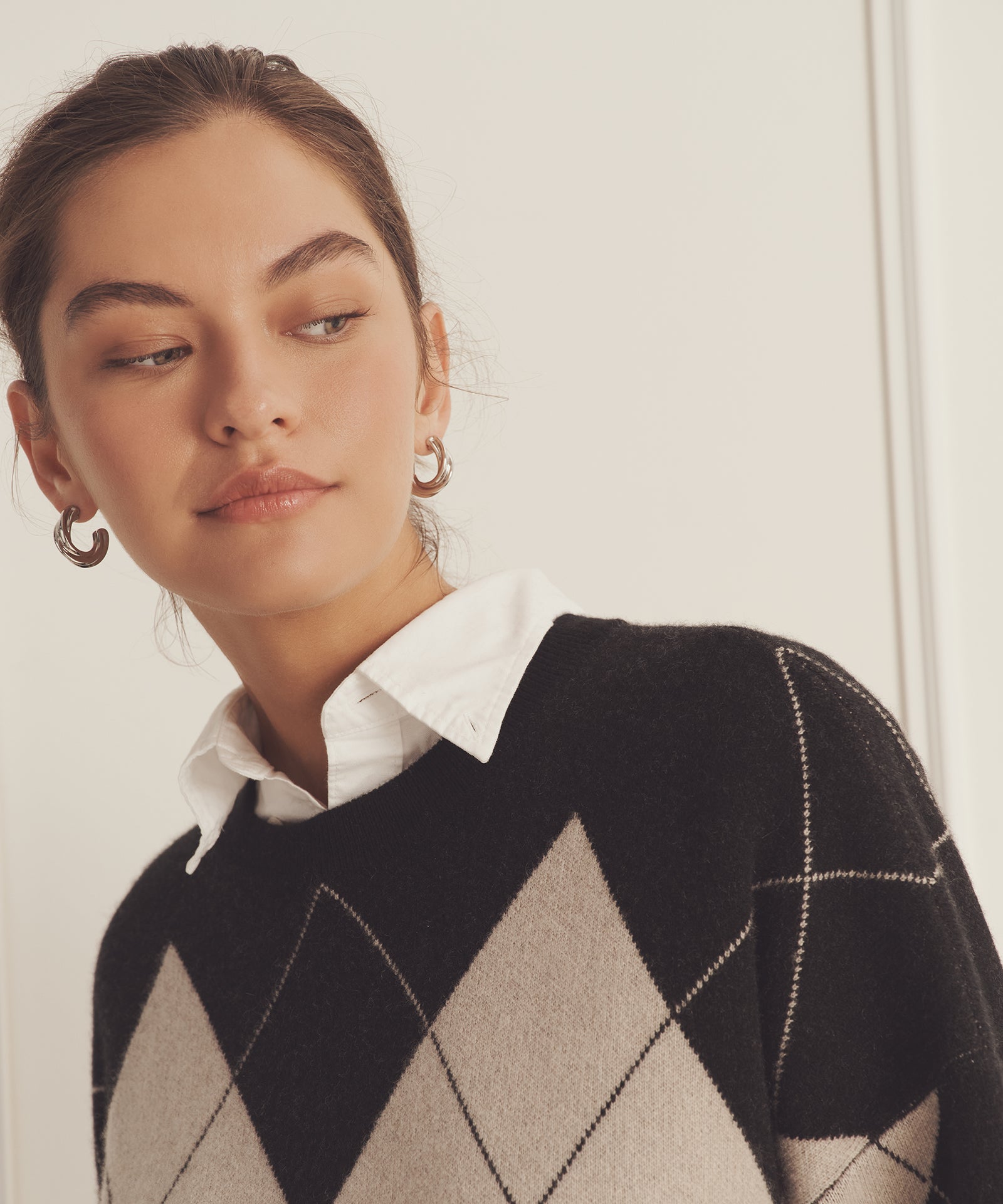 Luxe Cashmere Argyle Crewneck