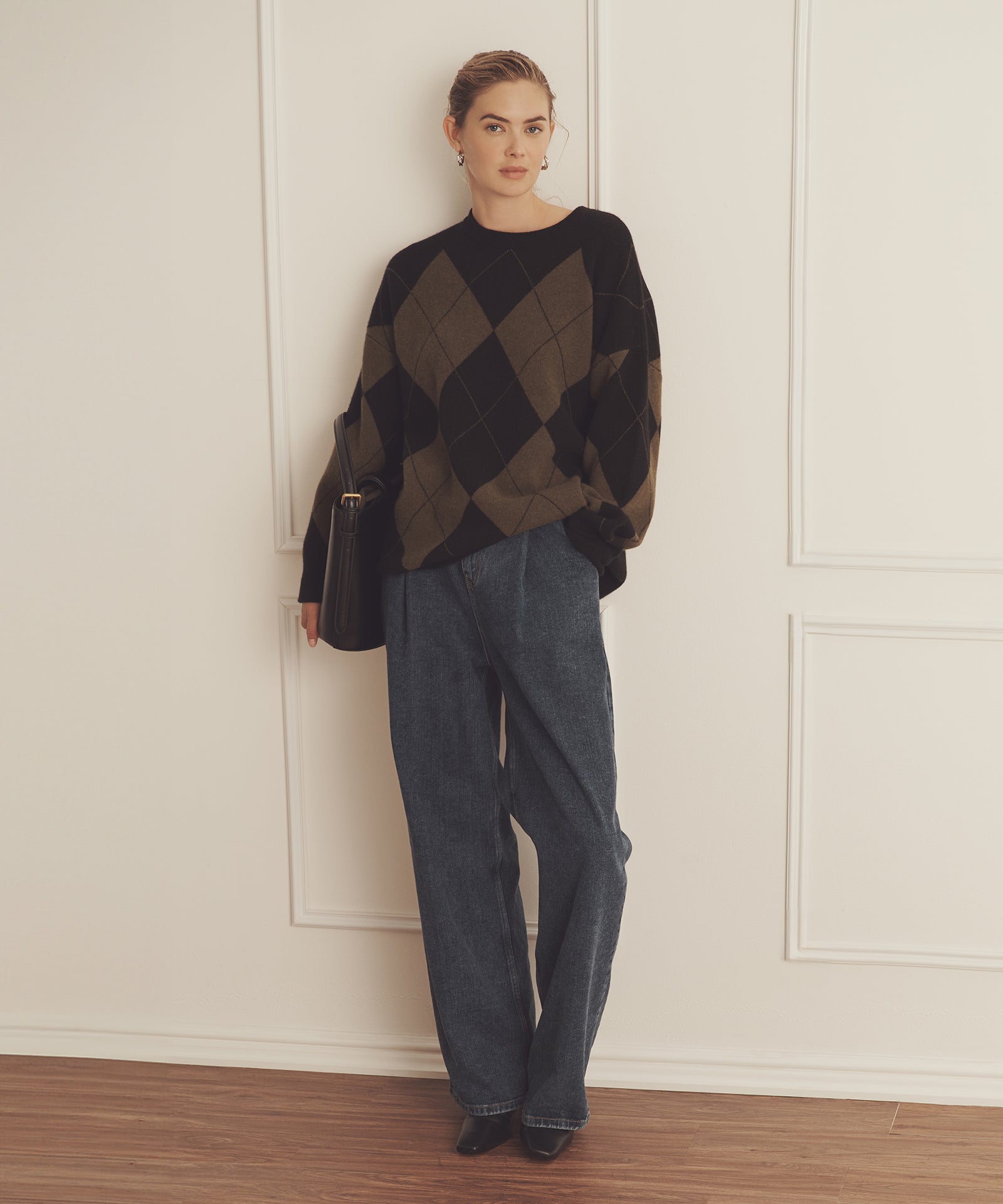 Luxe Cashmere Argyle Crewneck