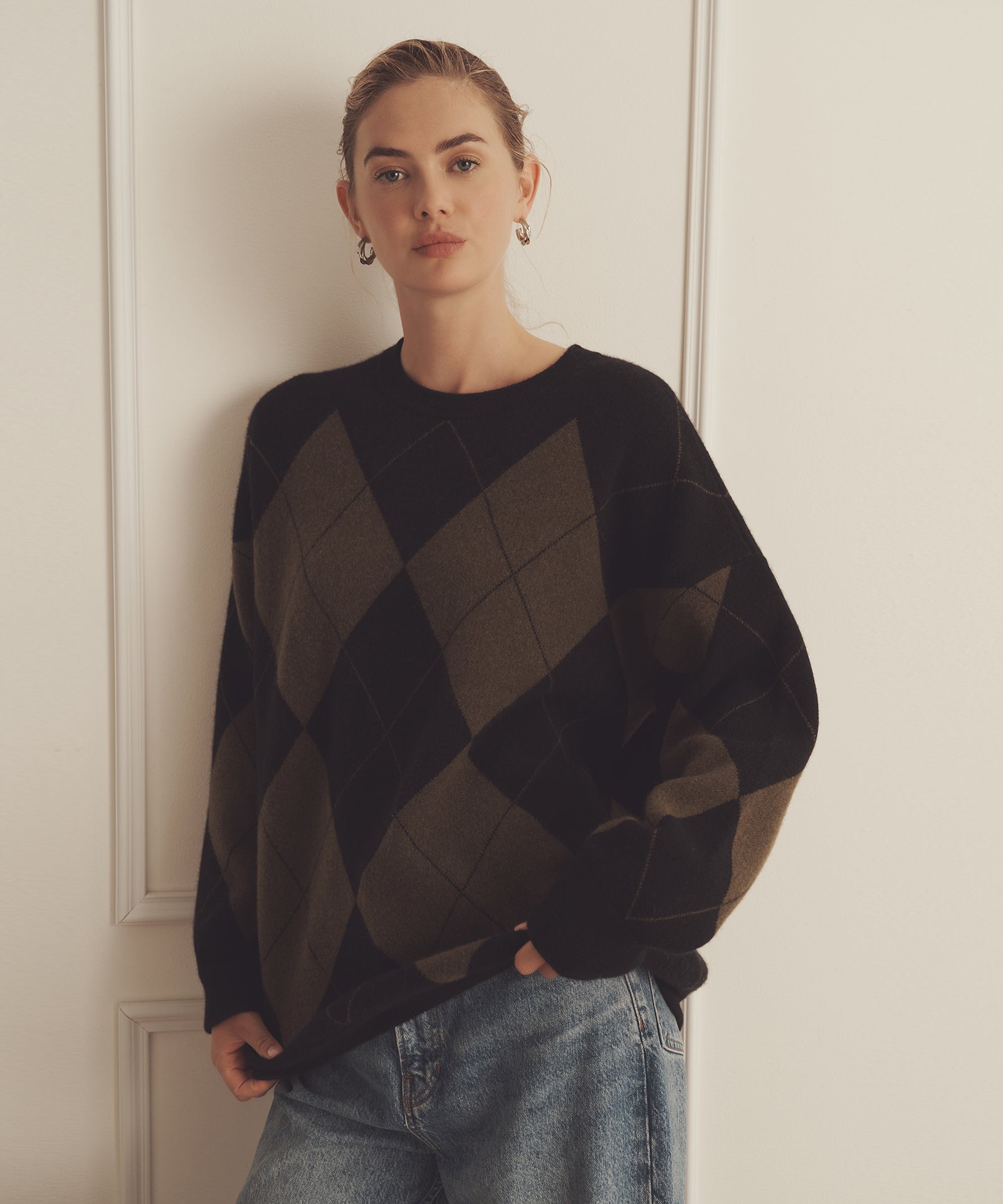 Luxe Cashmere Argyle Crewneck