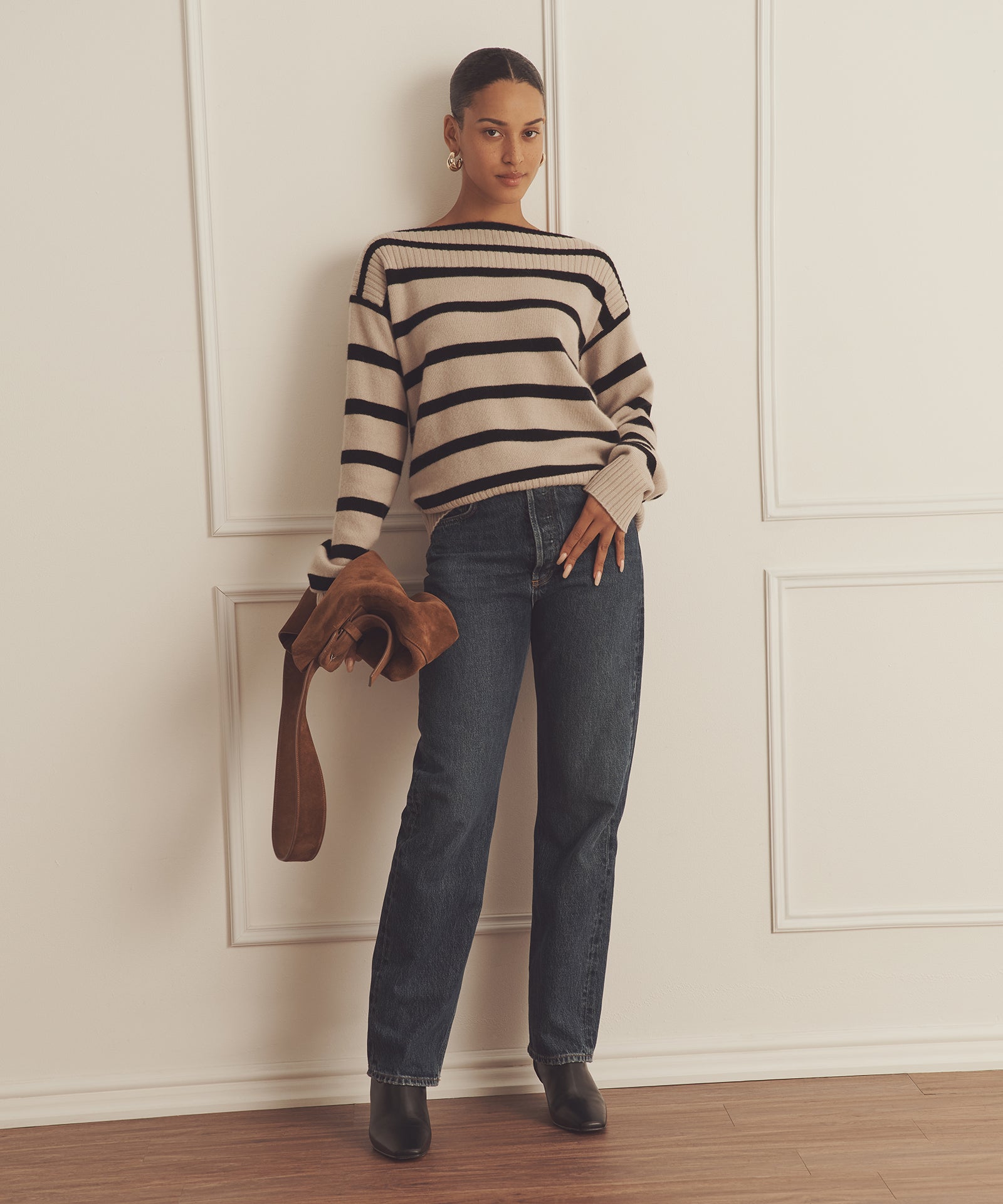 Luxe Cashmere Striped Boatneck