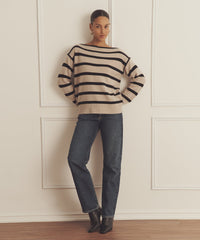 Luxe Cashmere Striped Boatneck