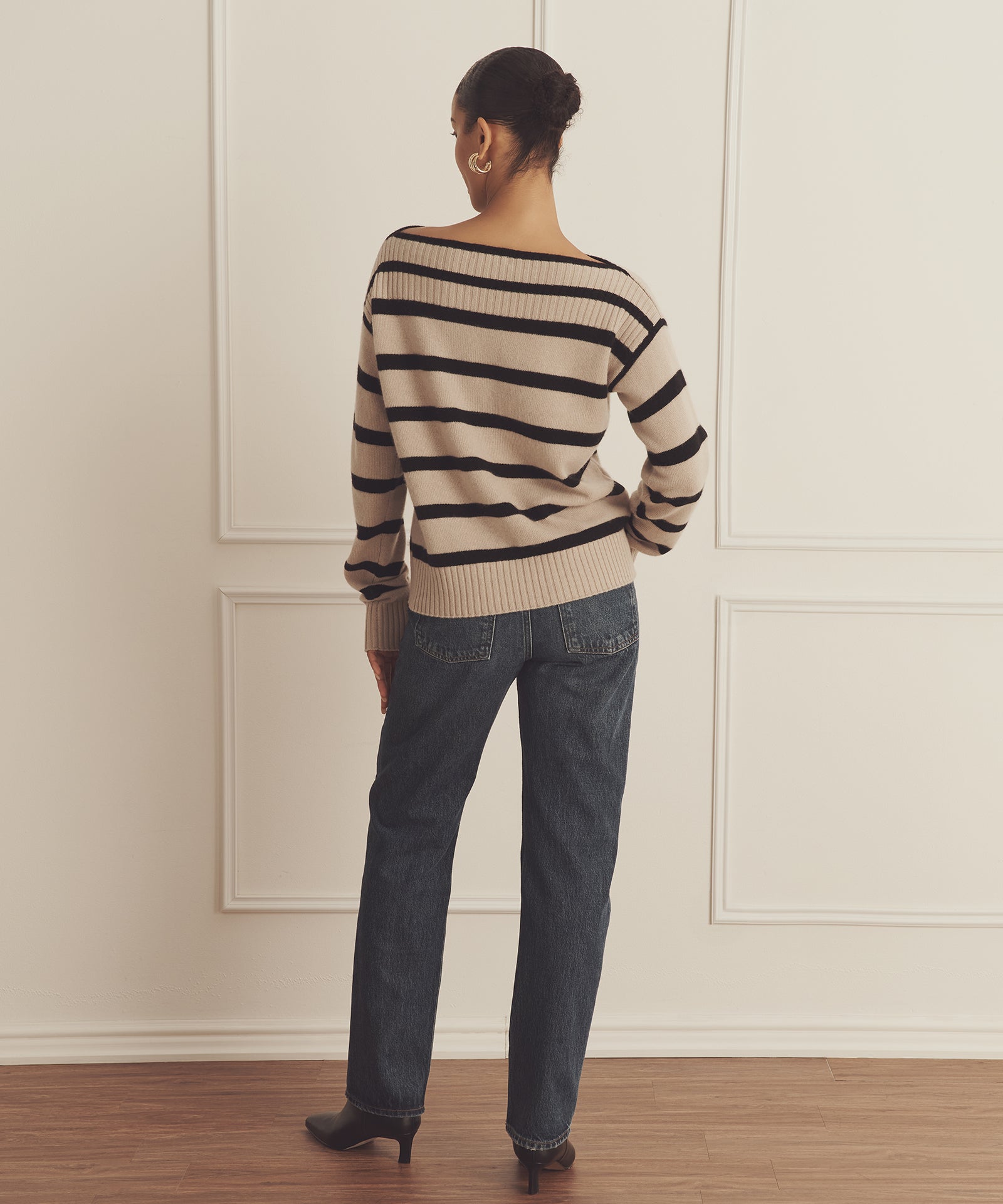 Luxe Cashmere Striped Boatneck