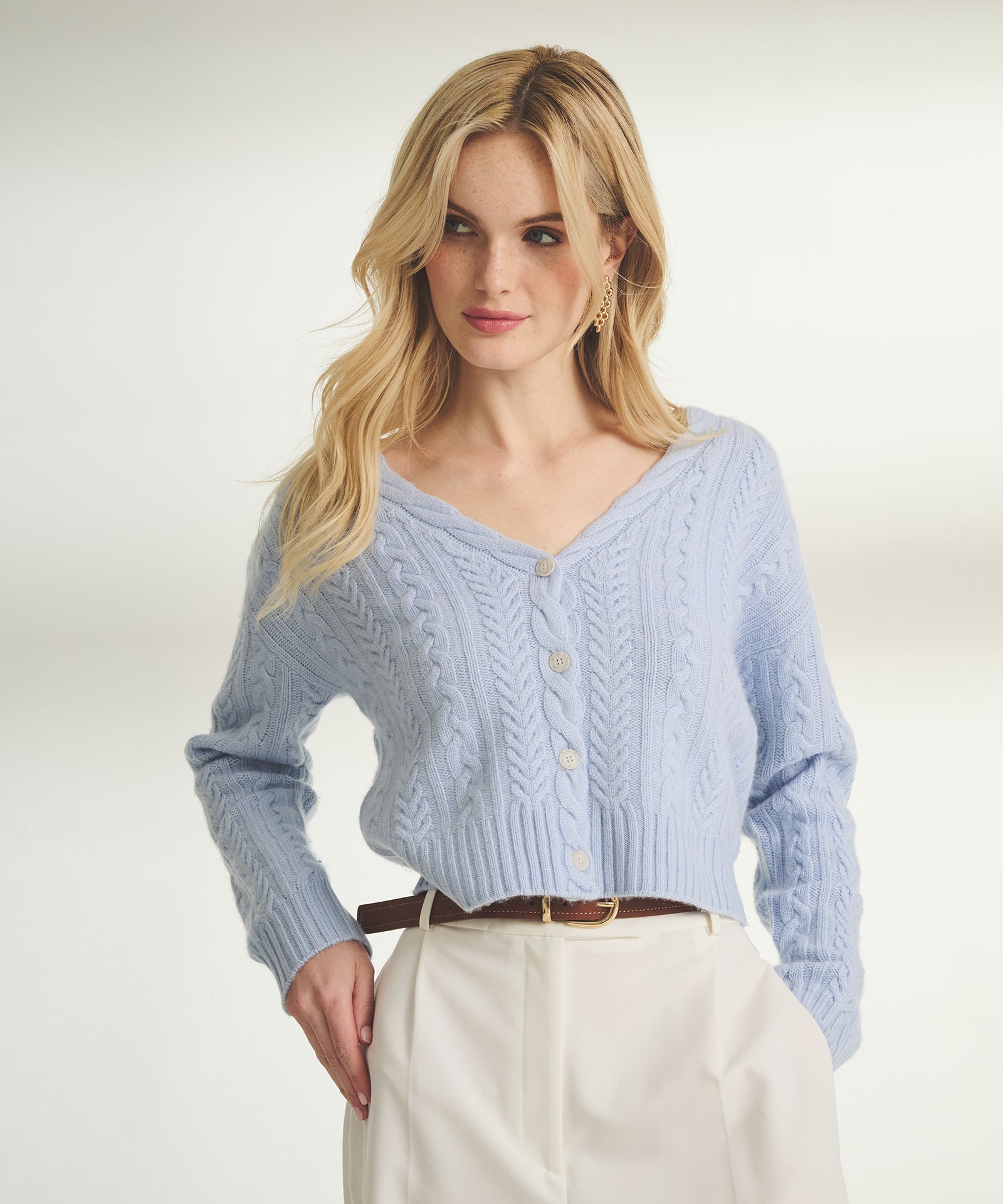 Wool Cashmere Cable Cardigan