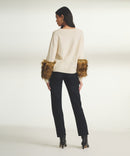 Cashmere Faux Fur V-Neck