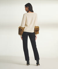 Cashmere Faux Fur V-Neck