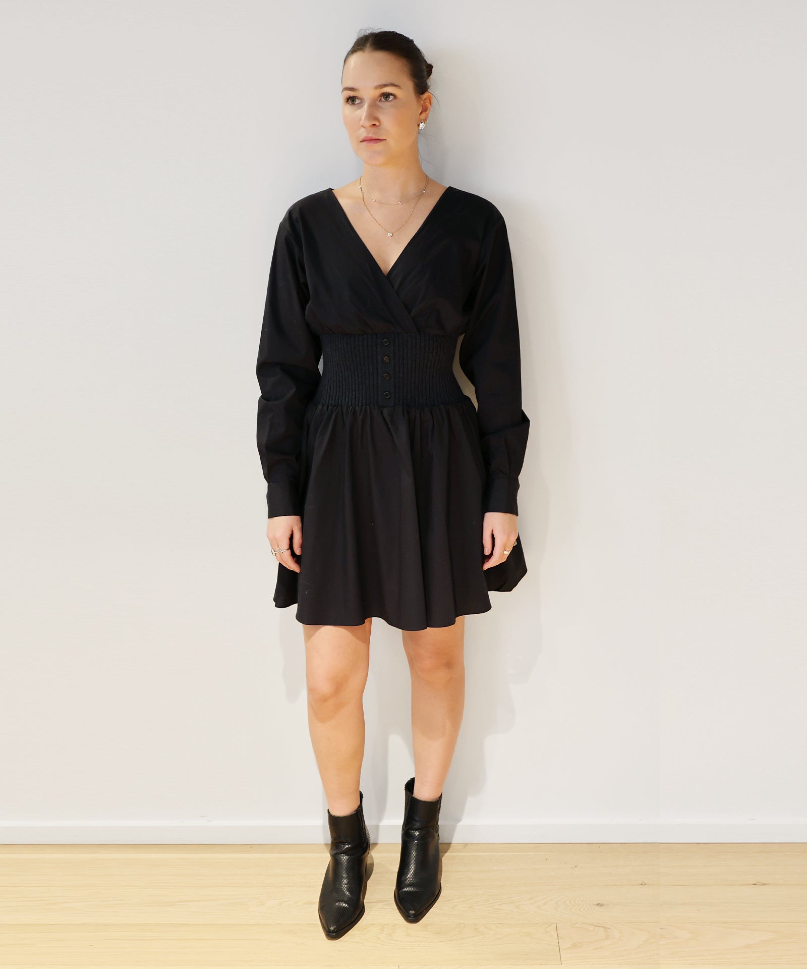 Cotton Cashmere Mixed Media Mini Dress