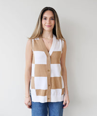 Cotton Cashmere Sleeveless Cardigan