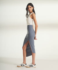 Wool Cashmere Asymmetrical Ribbed Skirt