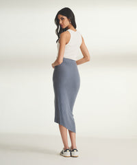 Wool Cashmere Asymmetrical Ribbed Skirt