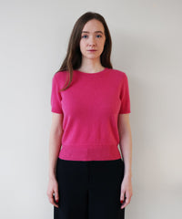 Cashmere Short Sleeve Cropped Pullover