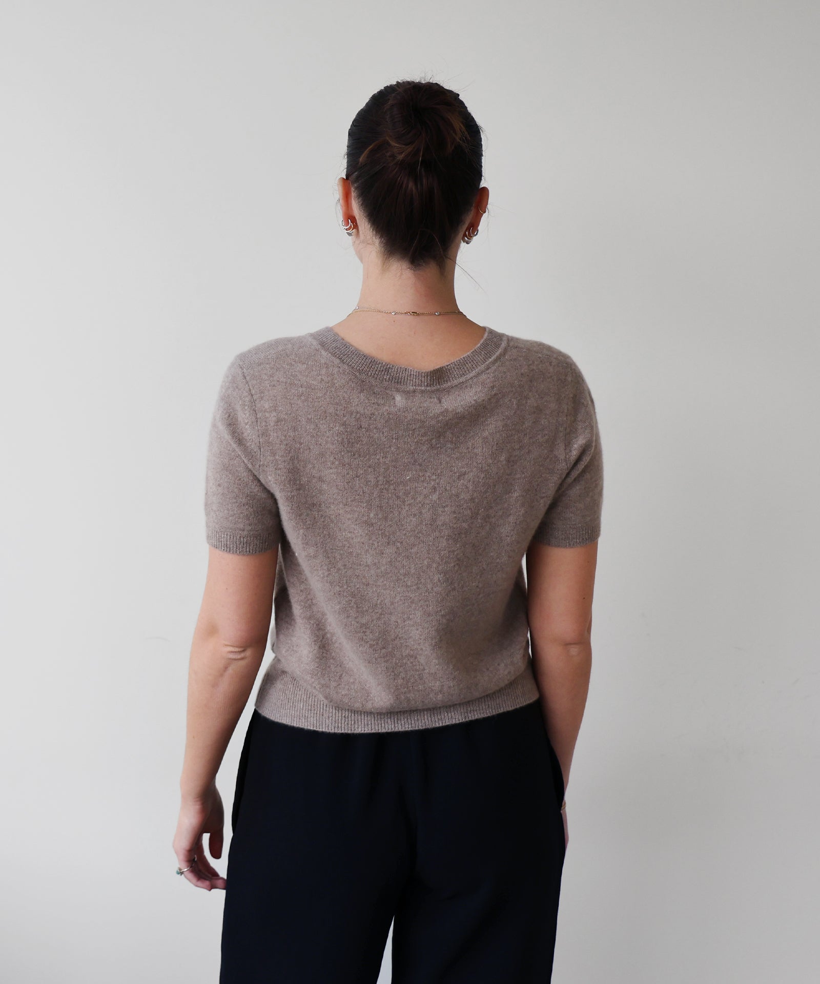 Cashmere Short Sleeve Cropped Pullover