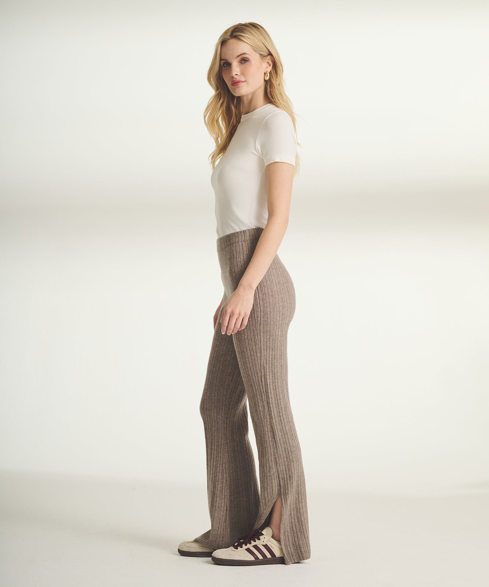 Wool Cashmere Variegated Rib Pant