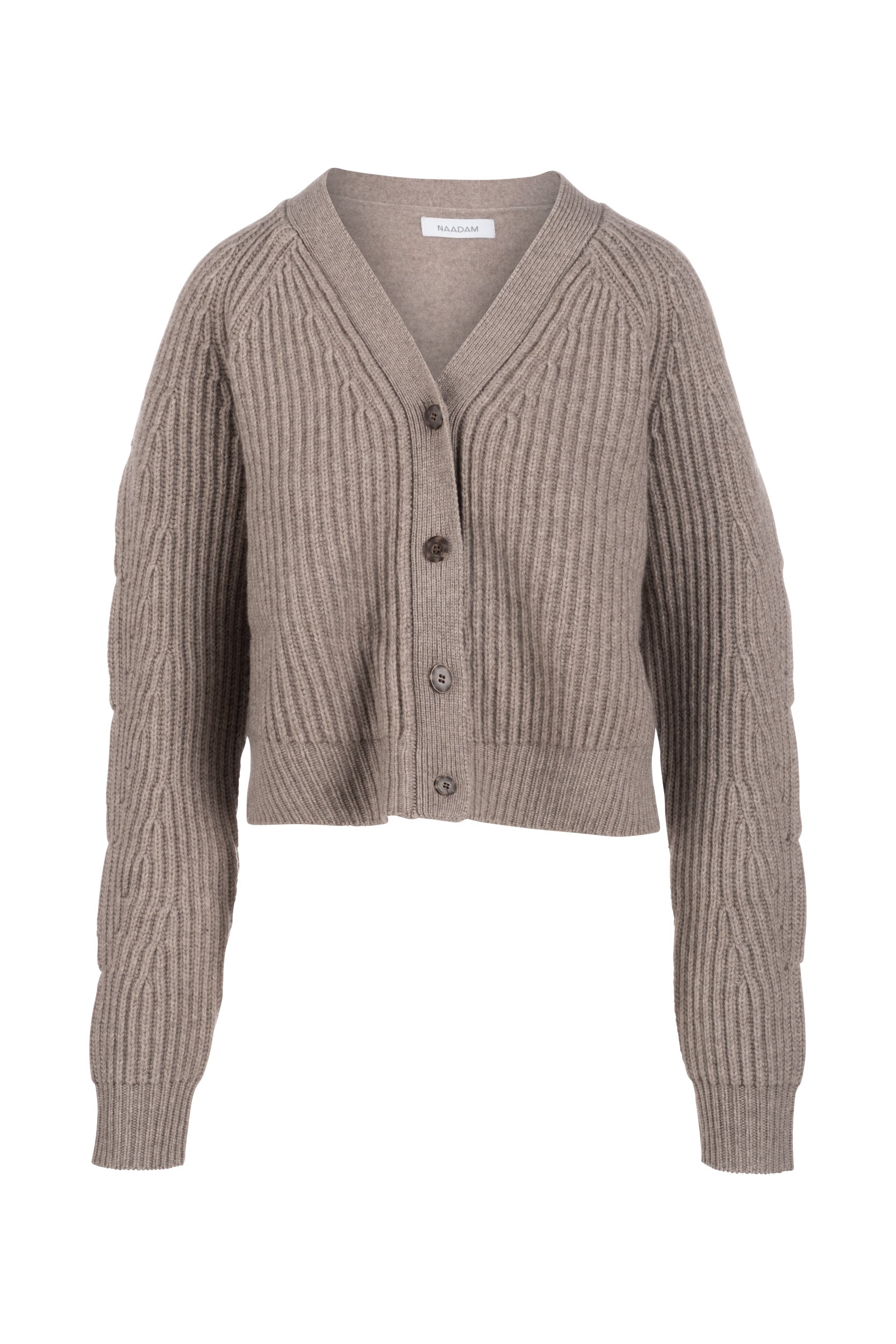 Cashmino Ribbed V-Neck Cardigan