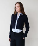 Mixed Media Long Sleeve Collared Cardigan