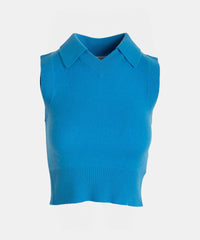 Cashmere Sleeveless V-Neck Polo