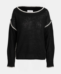 Featherweight Cashmere Embroidered Crewneck Sweater