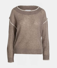 Featherweight Cashmere Embroidered Crewneck Sweater