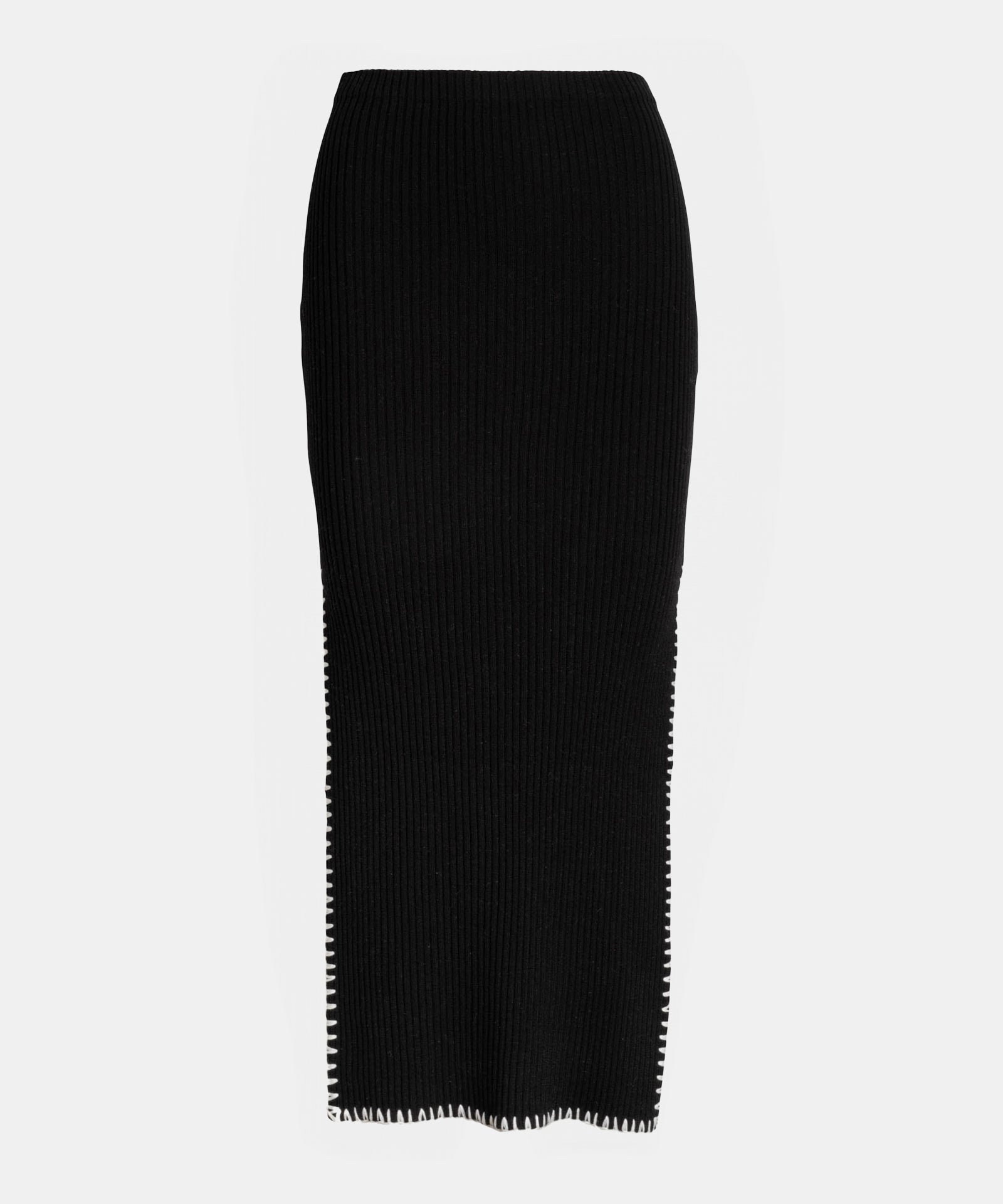 Cotton Cashmere Embroidered Rib Skirt