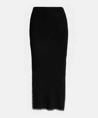 Cotton Cashmere Embroidered Rib Skirt