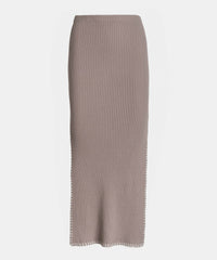 Cotton Cashmere Embroidered Rib Skirt