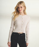 Cotton Cashmere Marled Convertible Sleeve Cardigan