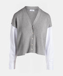 Cotton Cashmere and Cotton Gauze Mixed Media Cardigan