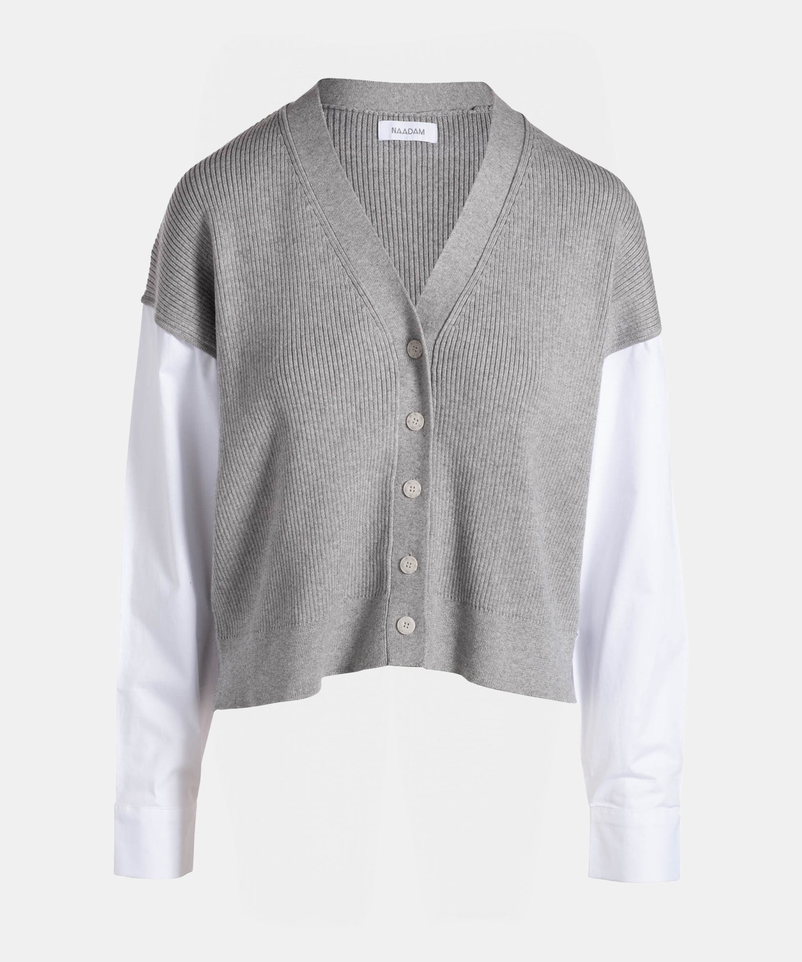 Cotton Cashmere and Cotton Gauze Mixed Media Cardigan