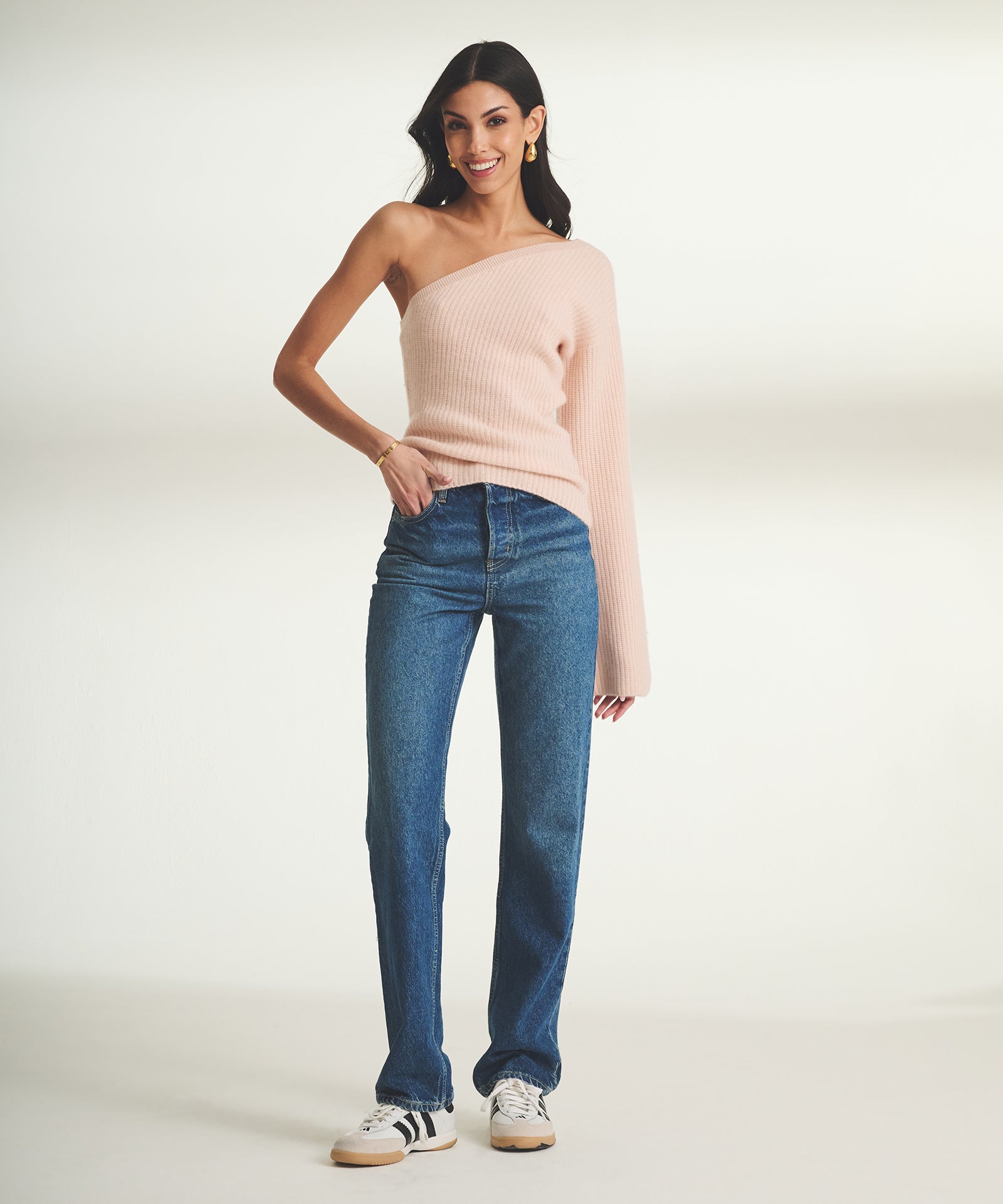 Cashmere Ribbed Asymmetrical Top