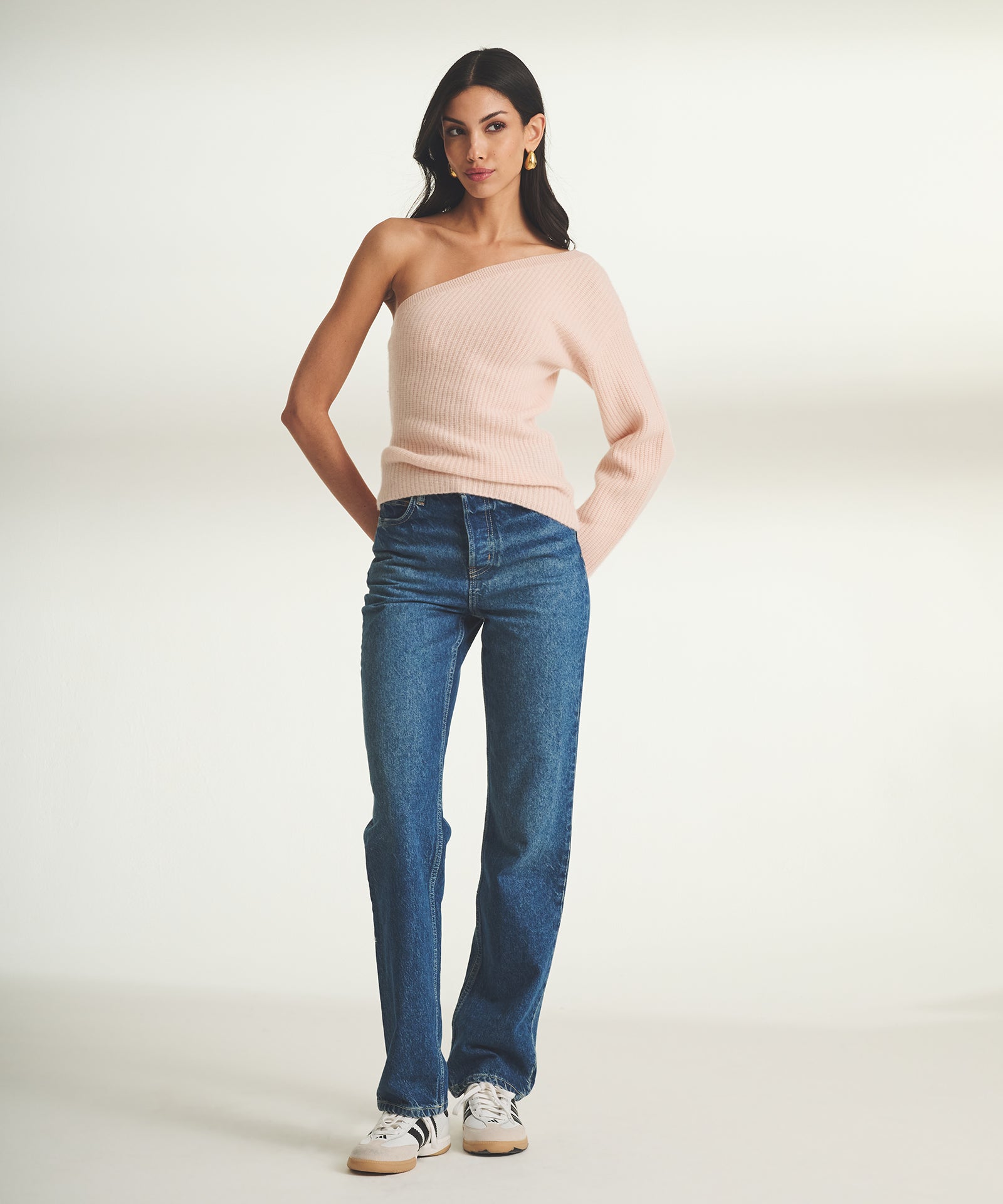 Cashmere Ribbed Asymmetrical Top