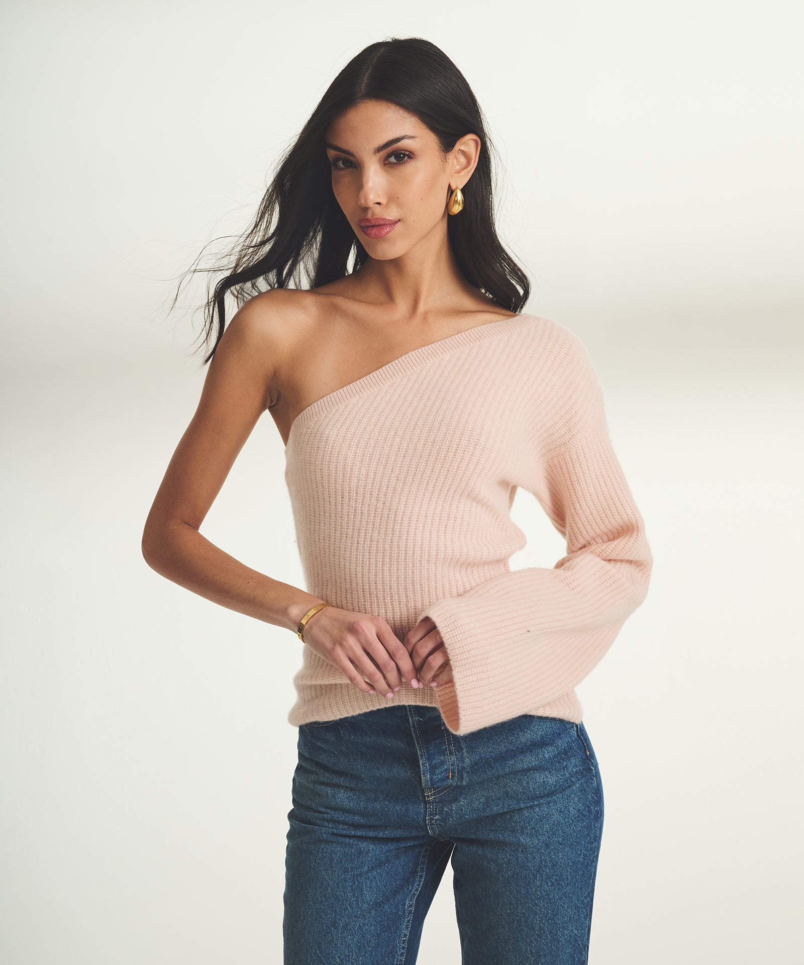 Cashmere Ribbed Asymmetrical Top