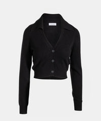 Cashmere Cropped Polo Cardigan