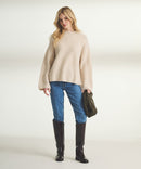 Super Luxe Cashmere Marled Fisherman Crew