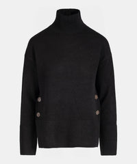 Cashmere Side-Button Turtleneck