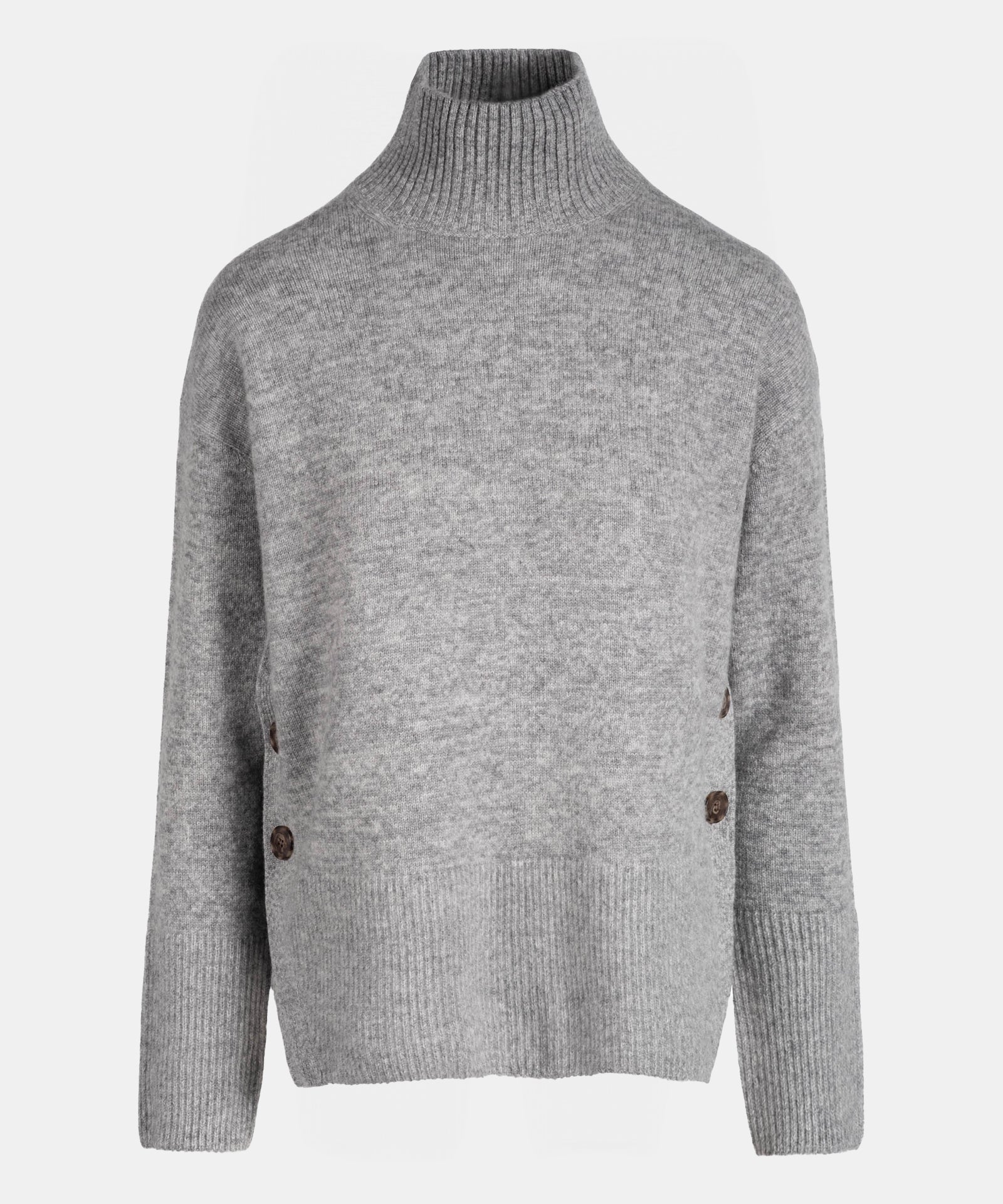 Cashmere Side-Button Turtleneck